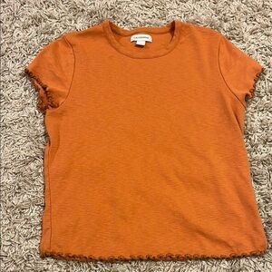 Calligraphie Orange Ruffle Trim Tee